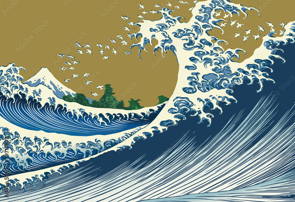 真作＊浮世絵木版画 葛飾北斎「富嶽百景 海上の不二」高見沢版/江戸