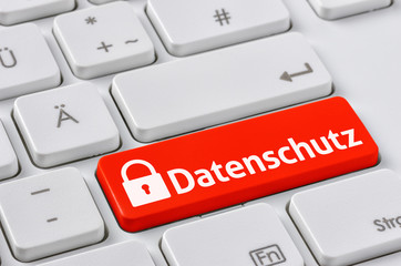 Wall Mural - tastatur mit farbiger taste - datenschutz