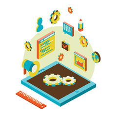 Wall Mural - isometric background seo optimization