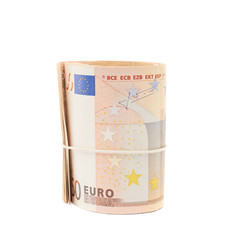 Canvas Print - Stack of fifty euro bank notes