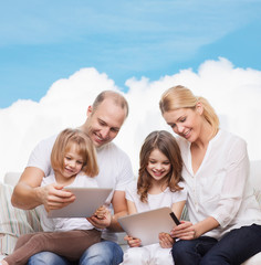 Poster - happy family with tablet pc computers