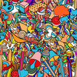 Cute doodle seamless pattern. Love and sweets.