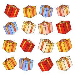 Poster - Gift boxes with bows and ribbons.