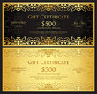 Luxury golden gift certificate in vintage style