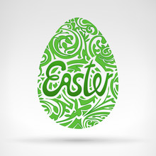 Green Foliage Easter Egg Graphics Designed With Text