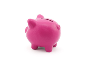 Canvas Print - Back view of piggy bank with clipping path