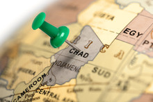 Location Chad. Green Pin On The Map.