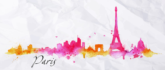 Wall Mural - Silhouette watercolor Paris