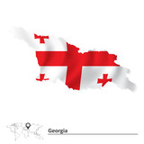 Fototapeta  - Map of Georgia with flag