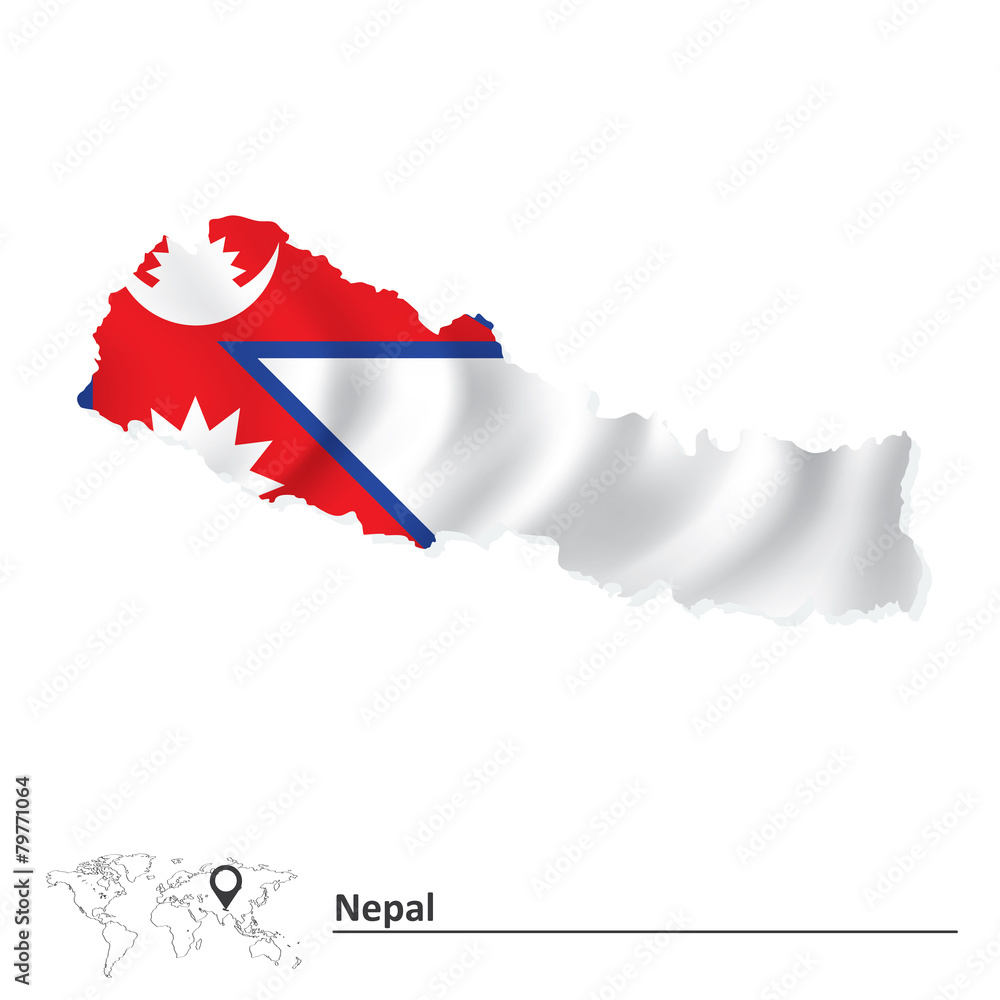 Map of Nepal with flag Stock Vector | Adobe Stock