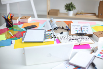 Designer's desk with responsive design concept