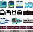電車と新幹線のアイコンとライン