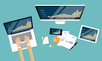 Aufkleber - business financial investment and money graph report workspace