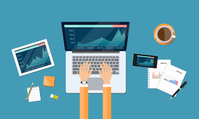 Aufkleber - business financial investment and money graph report on device