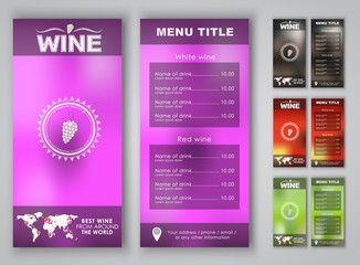 Fototapete - Design wine list with blurred background
