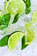 lime slices and peppermint