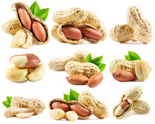 Set Of Peanuts Isolated On The White Background