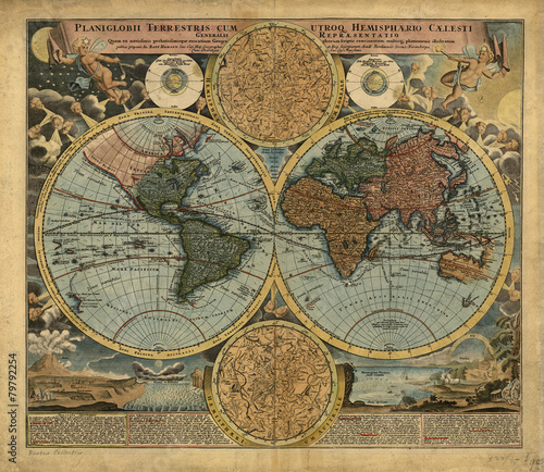 Dekoracja na wymiar  mapa-swiata-w-stylu-vintage