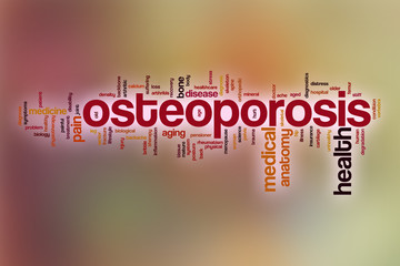 Wall Mural - Osteoporosis word cloud with abstract background