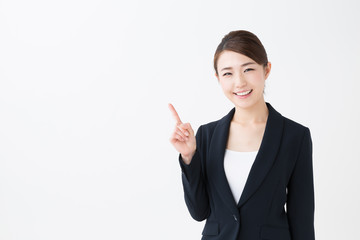 Wall Mural - asian businesswoman showing isolated on white background