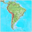 South America physical continent map
