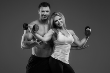 Wall Mural - Sexy exerciser couple