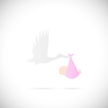 Stork And Baby Illustration
