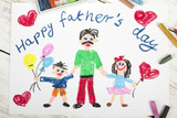 Fototapeta Młodzieżowe - Happy fathers day card made by a child