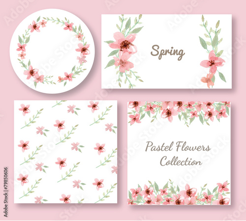 Flowers and leaves design set