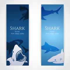 Wall Mural - Set of banners with sharks