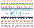 set of colorful hand drawn border