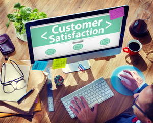 Wall Mural - Business Online Customer Satisfaction Working Concept