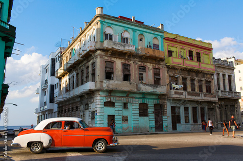 Fototapeta na wymiar Classic old car on streets of Havana, Cuba