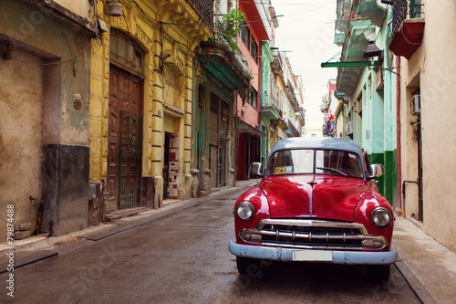 Fototapeta na wymiar Classic old car on streets of Havana, Cuba