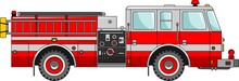 Fire Truck On A White Background In A Flat Style