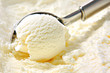Leinwandbild Motiv Vanilla ice cream scooped out of container