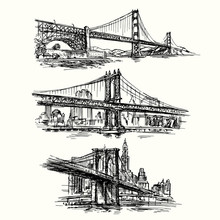 Famous Bridges - Hand Drawn Set