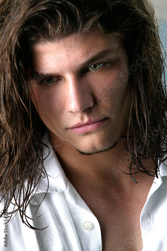 Handsome Men With Long Hair Buy This Stock Photo And Explore