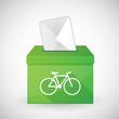 Green ballot box with a bicycle