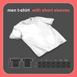 Realistic t-shirt mockup with size chart