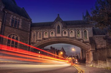 Wall Mural - Dublin road traffic at night