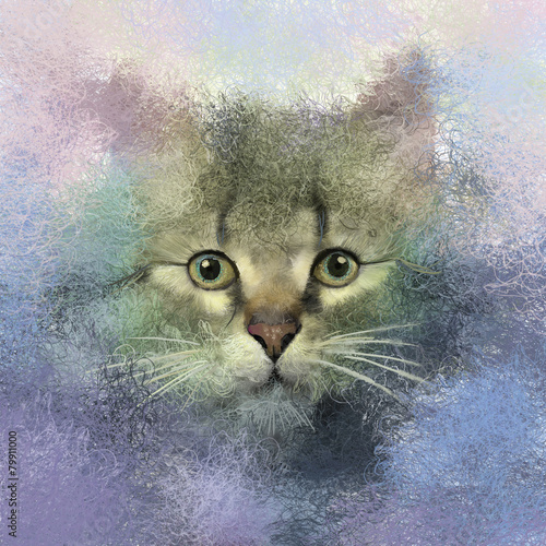 Naklejka na meble Abstract portrait of cat oil painting