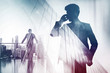 © SFIO CRACHO - Double exposure with businessman silhouette