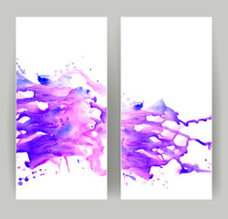Wall Mural - set of two banners, abstract headers with purple blots
