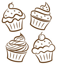 Cupcake In Doodle Style