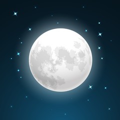 full moon and stars