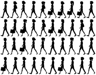 Wall Mural - Silhouette of people walking