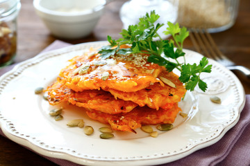 Poster - Pumpkin pancakes on the plate