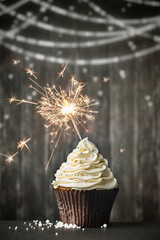 Canvas Print - Cupcake with sparkler