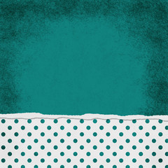 Wall Mural - Square Teal and White Polka Dot Torn Grunge Textured Background